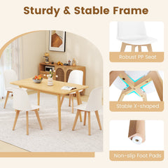 Set of 2 Modern Shell Dining Chairs, White Moulded Seat on Solid Beech Wood Legs