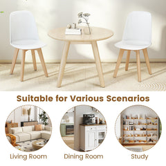 Set of 2 Modern Shell Dining Chairs, White Moulded Seat on Solid Beech Wood Legs