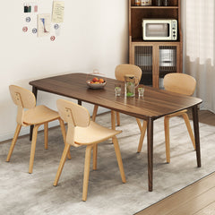 Set of 4 Bentwood Dining Chairs, Natural Rubber Wood Veneer with Wide Curved Backs