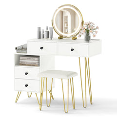 Modern Dressing Table with Storage Cabinet-Off white