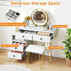 Modern Dressing Table with Storage Cabinet-Off white