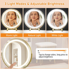 Modern Dressing Table with Storage Cabinet-Off white