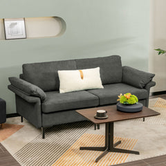 72.5 in Loveseat Sofa in Charcoal Linen with Armrest Pillows, 1320 lb Capacity and Metal Legs