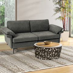 72.5 in Loveseat Sofa in Charcoal Linen with Armrest Pillows, 1320 lb Capacity and Metal Legs
