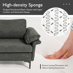 72.5 in Loveseat Sofa in Charcoal Linen with Armrest Pillows, 1320 lb Capacity and Metal Legs