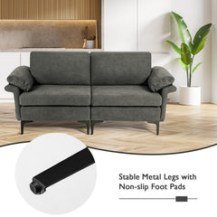 72.5 in Loveseat Sofa in Charcoal Linen with Armrest Pillows, 1320 lb Capacity and Metal Legs