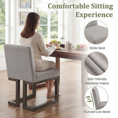 Set of 4 Channel Back Dining Chairs, Grey Fabric with 5.5 Inch Sprung Seats and Grey Sled Bases