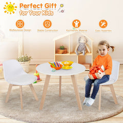 Kids Round Activity Table and 2 Cushioned Chair Set, White with Beech Legs