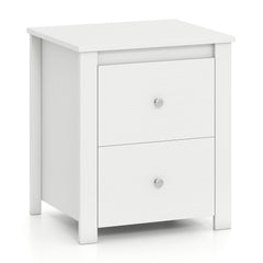 Modern Nightstand with 2 Drawers for Small Spaces, White