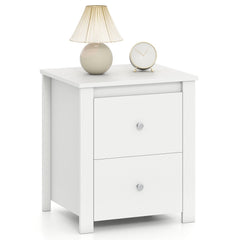 Modern Nightstand with 2 Drawers for Small Spaces, White