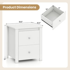 Modern Nightstand with 2 Drawers for Small Spaces, White