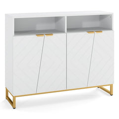 Modern Sideboard Cabinet with 4 Doors and Adjustable Shelves-White