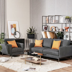 Charcoal Accent Chair with 22.5 in Seat, 5 in Seat Pad and Removable Backrest Cushion, 300 lb