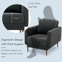 Charcoal Accent Chair with 22.5 in Seat, 5 in Seat Pad and Removable Backrest Cushion, 300 lb