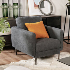 Charcoal Accent Chair with 22.5 in Seat, 5 in Seat Pad and Removable Backrest Cushion, 300 lb