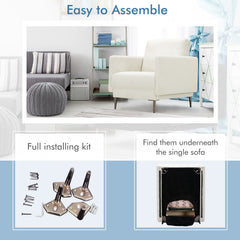 Ivory Accent Chair with S Shaped Springs, 5 in Seat Pad and Removable Backrest Cushion, 300 lb