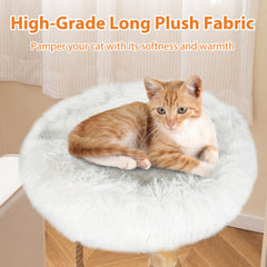 White Cat Tree 35.5 Inches on a Pear Wood Trunk with Two Round Beds