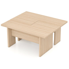 Modular Coffee Table Set of 2 L Shaped Center Tables for Small Space-Oak