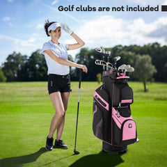 Molded Lock Top Golf Cart Bag with 14-Way Full Length Dividers and 11 Pockets-Pink