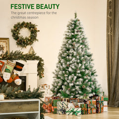 6ft Snow Flocked Artificial Christmas Tree, Unlit Full Fir Tree with Automatic Open, 800 Realistic Branches and 61 Pine Cones