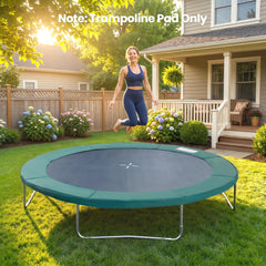 Trampoline Pad, 14FT Replacement Trampoline Safety Pad Mat Spring Cover, Water-Resistant, UV-Resistant, Tear-Resistant, No Holes for Pole, Blue