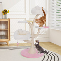 48.5 Inch Blossom Cat Tree with Two Removable Perches and a Round Base