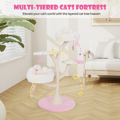 48.5 Inch Blossom Cat Tree with Two Removable Perches and a Round Base