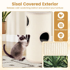 Multi-level Cat House with Sisal Scratching Pad-Beige