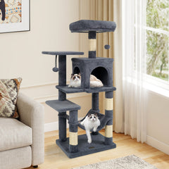 Dark Grey Cat Tower 44 Inches with a Hammock Slung Under the Condo