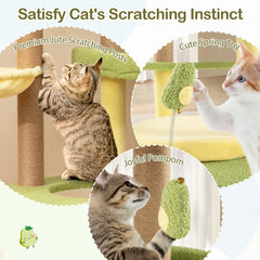 51 Inch Avocado Cat Tree with a Rotatable Basket and Round Base