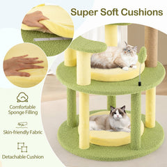 51 Inch Avocado Cat Tree with a Rotatable Basket and Round Base