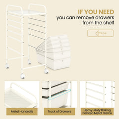 Multifunctional 6 Drawers Rolling Storage Cart Organizer-White
