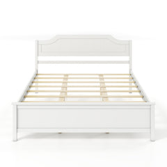 Multiple Size Solid Wood Platform Bed Frame with Headboard in White-Queen Size