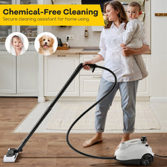 Multipurpose Steam Cleaner 1800W Portable Household Steamer with 61 oz Tank-Gray & White