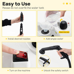 Multipurpose Steam Cleaner 1800W Portable Household Steamer with 61 oz Tank-Gray & White
