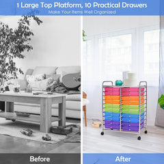 20 Drawers Storage Rolling Cart Studio Organizer-Multicolor