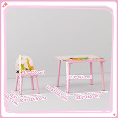 Kids Table and Chair Set, Toddler Table and 2 Chairs Set for Art, Craft, Reading, Learning, Pink