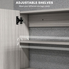 Bathroom Mirror Cabinet, Wall-Mounted Storage Organizer with Double Doors, Adjustable Shelf, White