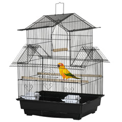 25" Bird Cage with Perch, Swing, Food Container, Slide-out Tray, Handle, Parrot Cage for Finches, Canaries, Budgies