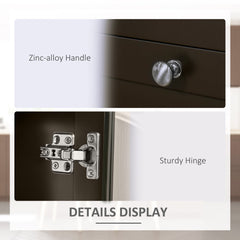 Buffet Cabinet Sideboard with 2 Drawers, 3 Storage Cabinets, Glass Doors and Adjustable Shelves, Dark Brown