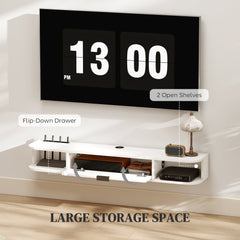 47" Floating TV Stand for TVs up to 50 Inch, Wall Mounted Media Console with Flip Drawer and 2 Open Shelves, Walnut