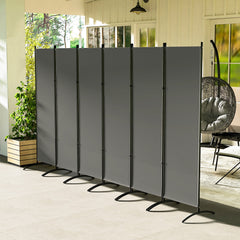 6 Panel Folding Room Divider, UV30+ Privacy Screen, Indoor Outdoor Privacy Panel with Stable Base, Beige