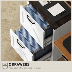 Vertical Filing Cabinet with 2 Drawers, Rustic Farmhouse Office Storage Cabinet for A4, Letter Size, Distressed Black