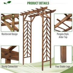79" Plant Trellis, Arched Garden Arbour with Pergola Style Roof, Fir Wood Frame for Climbing Vines