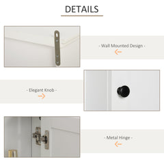 Bathroom Wall Cabinet, Wall Mounted Medicine Cabinet with 3 Open Shelves and Storage Cupboard for Laundry Room, White