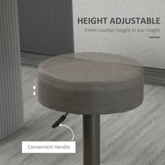 Modern Adjustable Bar Stools Set of 2, Swivel Barstool with Footrest, PU Leather Round Top for Kitchen, Dark Grey