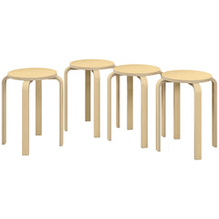 Round Stackable Chairs Set of 4, 18-Inch Backless Stacking Stools for Kitchen, Dining Room, Office, Outdoors