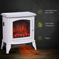 Electric Fireplace Heater, Freestanding Fireplace Stove with Realistic Flame Effect, Overheat Safety Protection, 750W/1500W, Black