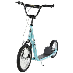 Youth Kick Scooter with Adjustable Handlebar and 16'' Inflatable Rubber Wheel for Kids and Teens 5+ Year Old, Black