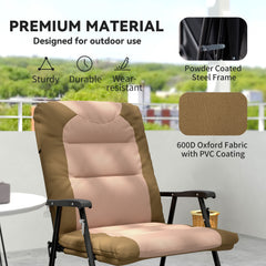 Folding Rocking Chair Set of 2 Padded Rockers with Armrest, Navy Blue